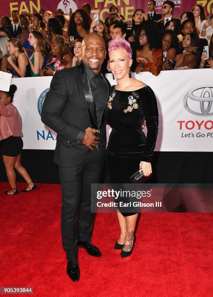 Terry Crews and Rebecca King-Crews at the 49th NAACP Image Awards on January 15, 2018 in Pasadena, California.