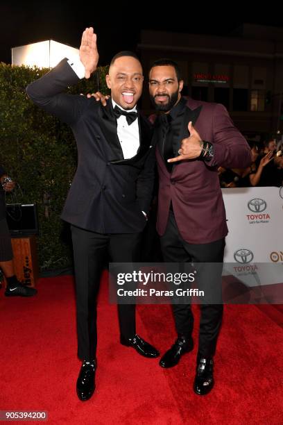 Terrence J and Omari Hardwick attend the 49th NAACP Image Awards at Pasadena Civic Auditorium on January 15, 2018 in Pasadena, California.