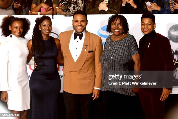 Kyra Anderson, Alvina Stewart, host Anthony Anderson, Doris Hancox, and Nathan Anderson attend the 49th NAACP Image Awards at Pasadena Civic...