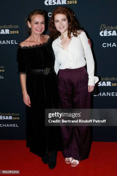 Revelation for "Les Gardiennes", Iris Bry and her sponsor Sandrine Bonnaire attend the 'Cesar - Revelations 2018' Party at Le Petit Palais on January...