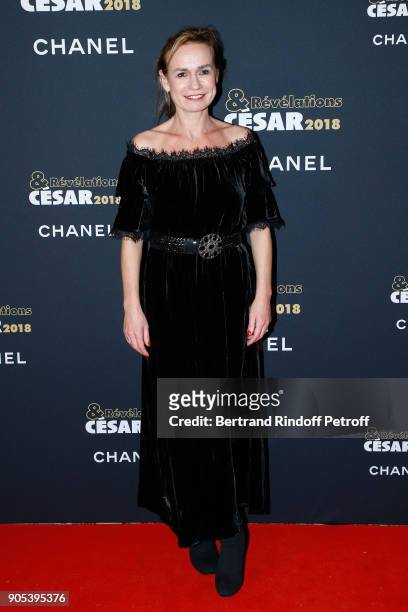 Actress Sandrine Bonnaire attends the 'Cesar - Revelations 2018' Party at Le Petit Palais on January 15, 2018 in Paris, France.