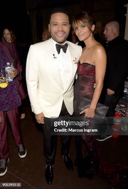 Anthony Anderson and Halle Berry attend the 49th NAACP Image Awards at Pasadena Civic Auditorium on January 15, 2018 in Pasadena, California.