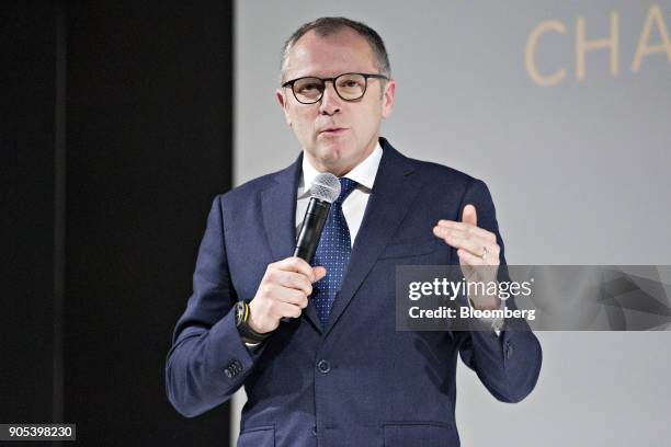 Stefano Domenicali, chairman and chief executive officer of Automobili Lamborghini SpA, speaks during the 2018 North American International Auto Show...