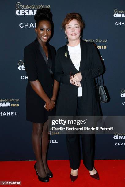 Revelation for "Le sens de la fete", Eye Haidara and her sponsor Catherine Frot attend the 'Cesar - Revelations 2018' Party at Le Petit Palais on...