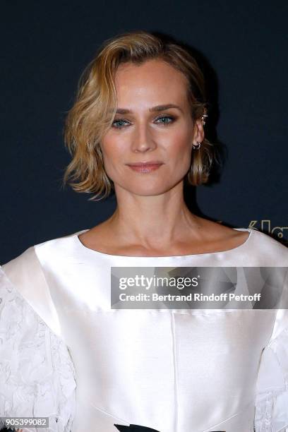 Actress Diane Kruger, dressed in Chanel, attends the 'Cesar - Revelations 2018' Party at Le Petit Palais on January 15, 2018 in Paris, France.