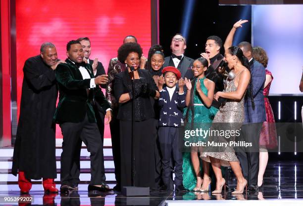 Laurence Fishburne, Anthony Anderson, Jeff Meacham, Jenifer Lewis, Yara Shahidi, Miles Brown, Peter Mackenzie, Marsai Martin, Miles Brown, and Tracee...