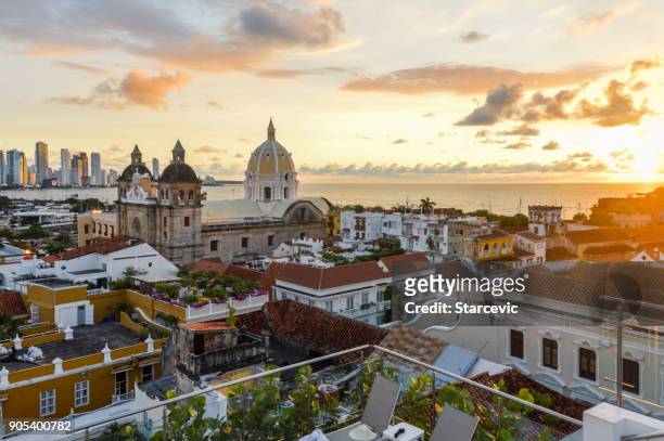 sunset in cartagena, colombia - colombia stock pictures, royalty-free photos & images