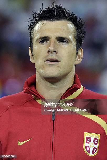 Portrait of Aleksandar Lukovic of Serbia taken prior to the FIFA World Cup 2010 group 7 qualifying football match against France in Belgrade on...