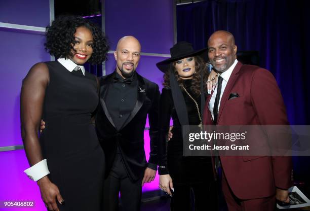 Tai Beauchamp, Common, Andra Day and Chris Spencer attend the 49th NAACP Image Awards at Pasadena Civic Auditorium on January 15, 2018 in Pasadena,...