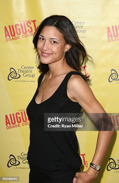 Actress Julia Jones poses during the arrivals for the opening night performance of "August: Osage County" at the Center Theatre Group/Ahmanson...