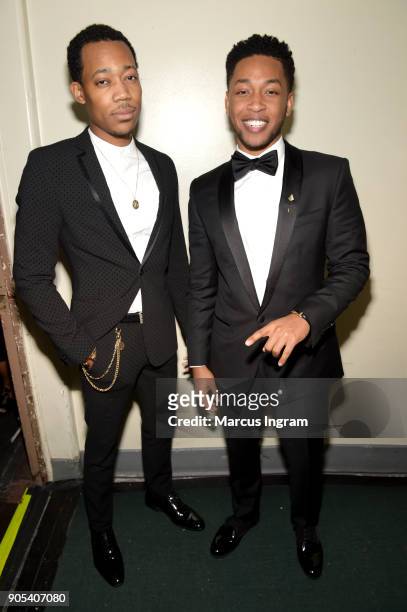 Tyler James Williams and Jacob Latimore attend the 49th NAACP Image Awards at Pasadena Civic Auditorium on January 15, 2018 in Pasadena, California.