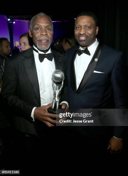 Danny Glover, recipient of the NAACP President's Award, and President and CEO of the NAACP Derrick Johnson attend the 49th NAACP Image Awards at...