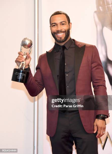 Omari Hardwick, winner of Outstanding Drama Series for 'Power', poses in the press room for the 49th NAACP Image Awards at Pasadena Civic Auditorium...