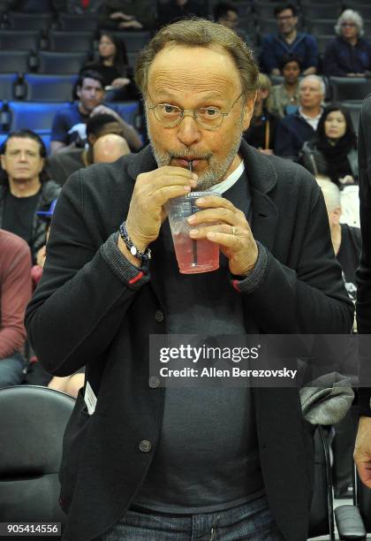 Actor Billy Crystal attends a basketball game between the Los Angeles Clippers and the Houston Rockets at Staples Center on January 15, 2018 in Los...