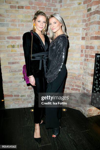 German actress Cheyenne Pahde and her twin German actress Valentina Pahde during the Bunte New Faces Night at Grace Hotel Zoo on January 15, 2018 in...