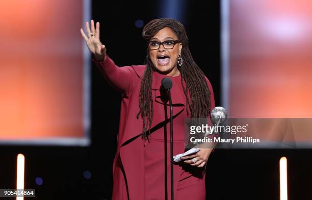 Ava DuVernay accepts the Entertainer of the Year award onstage during the 49th NAACP Image Awards at Pasadena Civic Auditorium on January 15, 2018 in...
