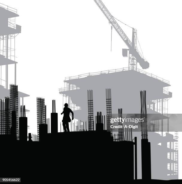 steel frame construction - skyscraper stock illustrations