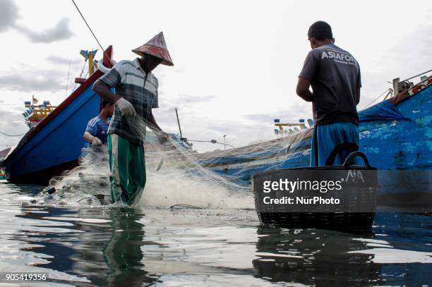Local fishermen were seen active in the Traditional Fishing Place in Lhokseumawe, Aceh province, Indonesia on January 15, 2018. According to the...