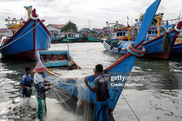 Local fishermen were seen active in the Traditional Fishing Place in Lhokseumawe, Aceh province, Indonesia on January 15, 2018. According to the...