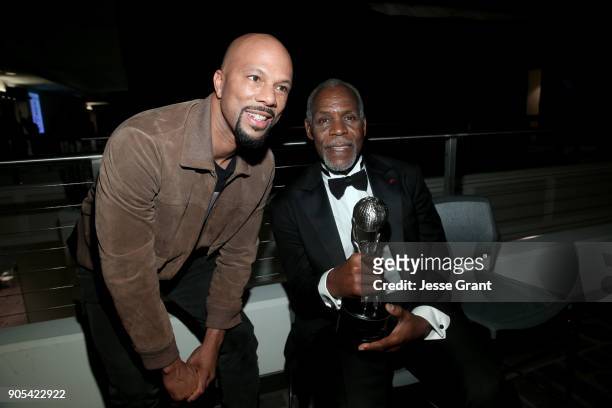 Common and Danny Glover, recipient of the NAACP President's Award, attend the 49th NAACP Image Awards at Pasadena Civic Auditorium on January 15,...
