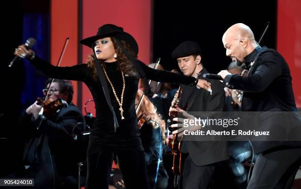 Andra Day and Common perform onstage during the 49th NAACP Image Awards at Pasadena Civic Auditorium on January 15, 2018 in Pasadena, California.