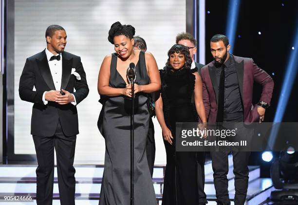 Courtney Kemp Agboh accepts the Outstanding Drama Series award for 'Power' onstage at the 49th NAACP Image Awards on January 15, 2018 in Pasadena,...