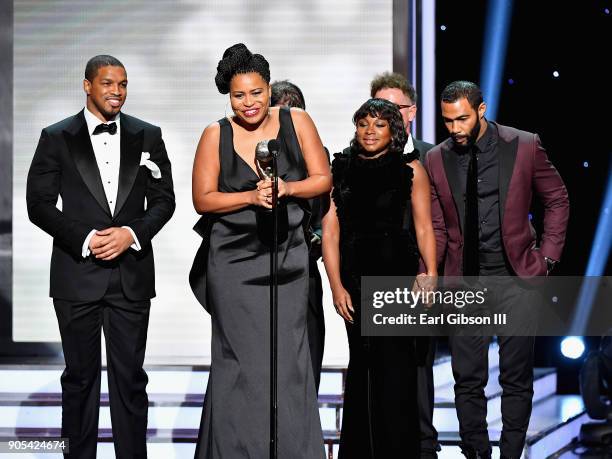 Courtney Kemp Agboh accepts the Outstanding Drama Series award for 'Power' onstage at the 49th NAACP Image Awards on January 15, 2018 in Pasadena,...