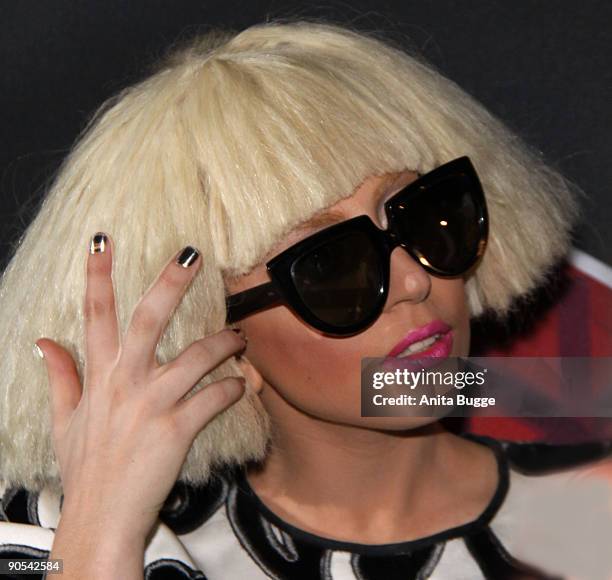 Lady Gaga presents cooperation with 'Monster Cable' at IFA fair on September 7, 2009 in Berlin, Germany.