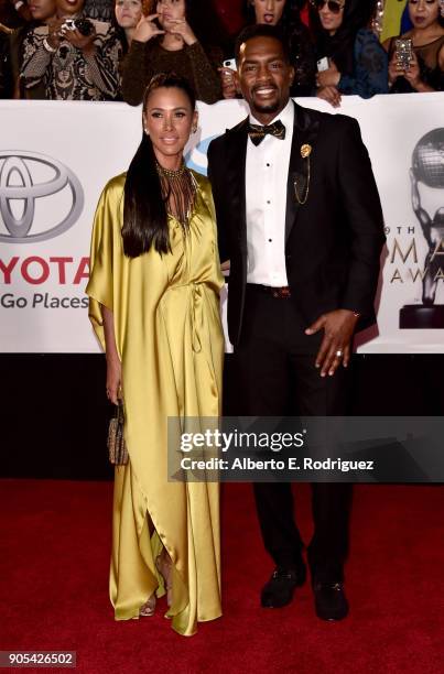 Kristen Baker Bellamy and Bill Bellamy attends the 49th NAACP Image Awards at Pasadena Civic Auditorium on January 15, 2018 in Pasadena, California.