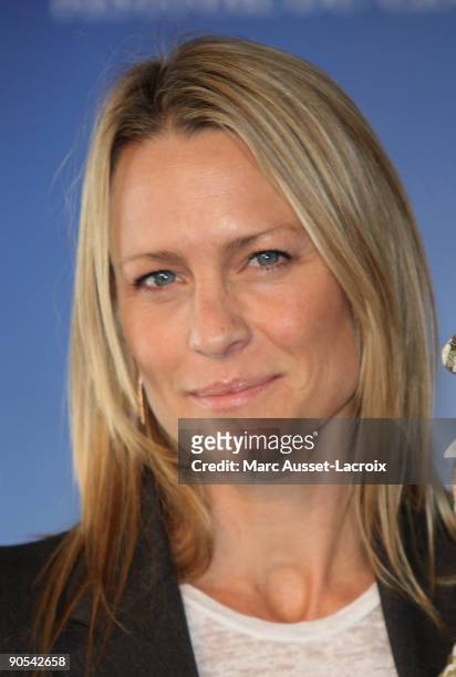 Actress Robin Wright Penn poses during the photocall of the movie 'The Private Lives Of Pippa Lee' at the 35th American Film Festival in Deauville on...