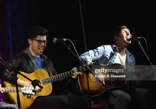 Adam Hambrick and Jacob Davis perform during the ASCAP Showcase at The Lakehouse during the 9th Annual 30A Songwriters Festival day 3 on January 14,...
