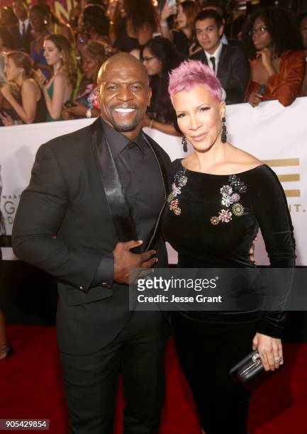 Terry Crews and Rebecca King-Crews attend the 49th NAACP Image Awards at Pasadena Civic Auditorium on January 15, 2018 in Pasadena, California.
