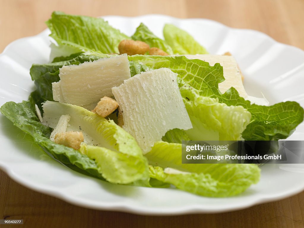 Caesar salad with Parmesan and croutons