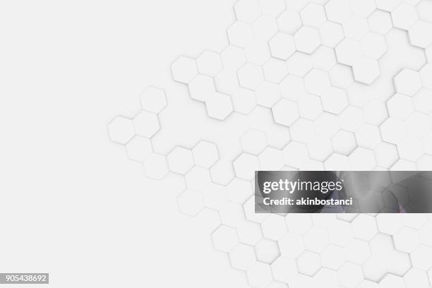 hexagonal, honeycomb abstract 3d background - white 3d abstract hexagon stock pictures, royalty-free photos & images