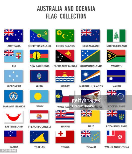stockillustraties, clipart, cartoons en iconen met australië en oceanië vlag collectie - state flags