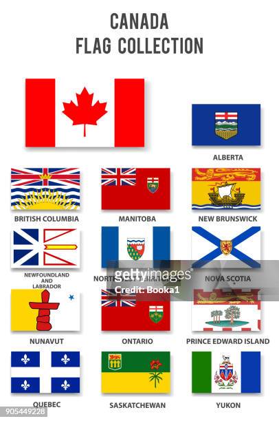 ilustrações, clipart, desenhos animados e ícones de províncias do canadá bandeira coleção - canada flag