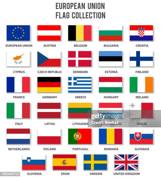 european union flag collection - complete - czech republic flag vector stock illustrations