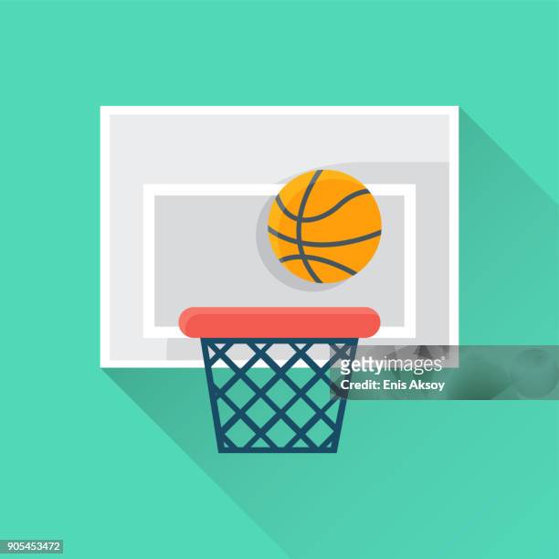 basketball flat icon - basketball hoop stock illustrations