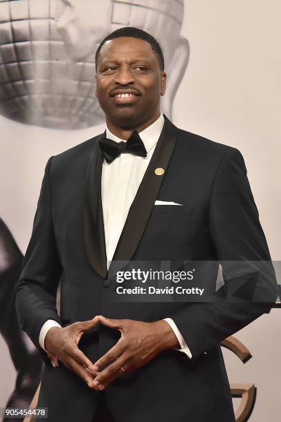 Derrick Johnson attends the 49th NAACP Image Awards - Press Room at Pasadena Civic Auditorium on January 15, 2018 in Pasadena, California.