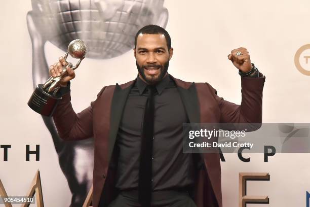 Omari Hardwick attends the 49th NAACP Image Awards - Press Room at Pasadena Civic Auditorium on January 15, 2018 in Pasadena, California.