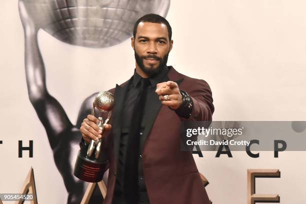 Omari Hardwick attends the 49th NAACP Image Awards - Press Room at Pasadena Civic Auditorium on January 15, 2018 in Pasadena, California.