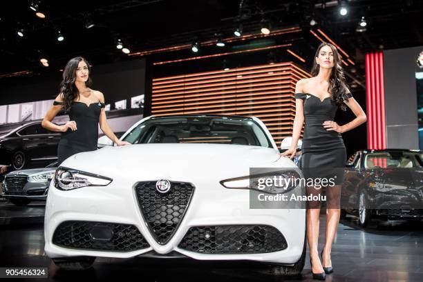 Alfa Romeo is on display during North American International Auto Show at Cobo Center in Detroit, MI, United States on January 15, 2018.