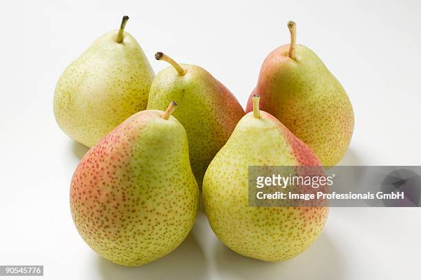five forelle pears, close up - forelle foto e immagini stock