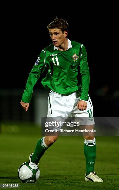 Steven Davis of Northern Ireland in action during the FIFA2010 World Cup Qualifier between Northern Ireland and Slovakia at Windsor Park on September...