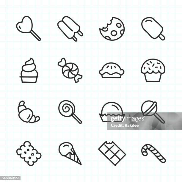 dessert icon - hand drawn series - chocolate square stock illustrations