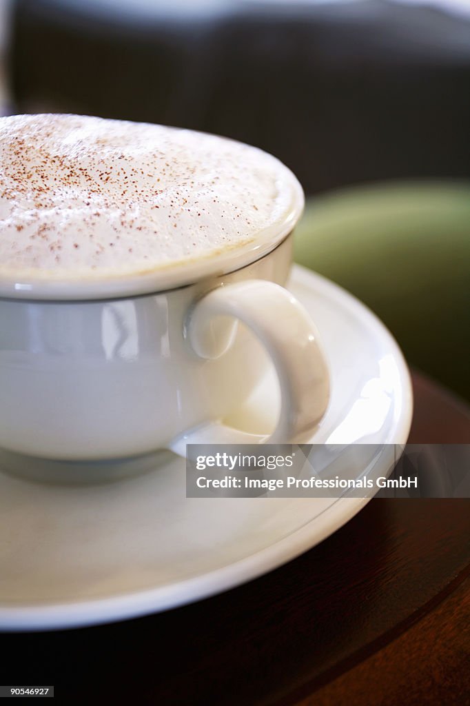 Cup of cappuccino, close up