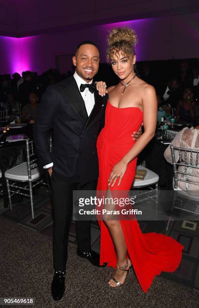 Terrence Jenkins and Jasmine Sanders attend 49th NAACP Image Awards After Party at Pasadena Civic Auditorium on January 15, 2018 in Pasadena,...