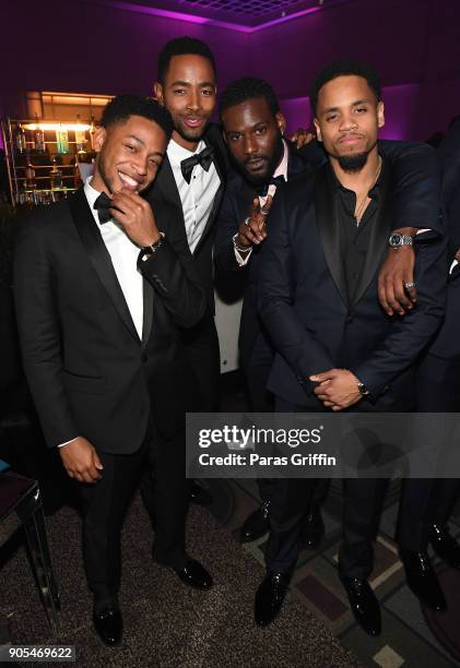 Jacob Latimore, Jay Ellis, Kofi Siriboe, and Mack Wilds attends 49th NAACP Image Awards After Party at Pasadena Civic Auditorium on January 15, 2018...