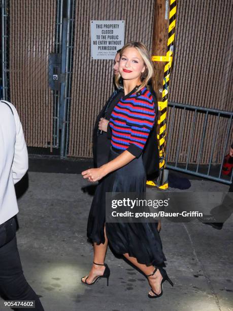 Melissa Benoist is seen arriving at 'Jimmy Kimmel Live' on January 15, 2018 in Los Angeles, California.