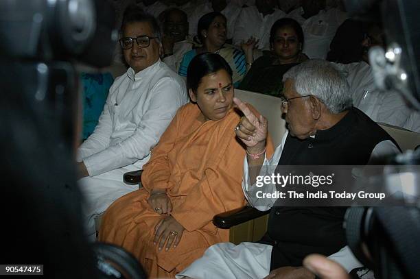 Babulal Gaur, Chief Minister of Madhya Pradesh with Uma Bharti, former Chief Minister of Madhya Pradesh at Kailash Joshi's book release function in...